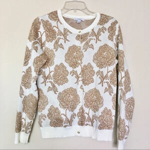 Isaac Mizrahi Live Floral Gold Tone Cardigan Small